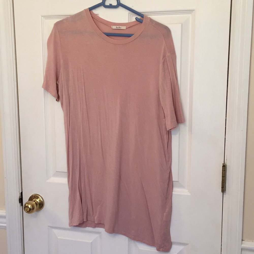 Blush pink shirt dress